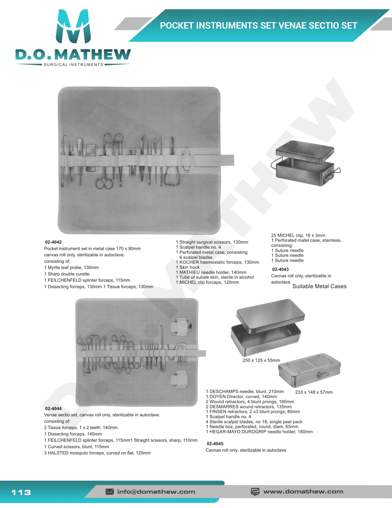 Suture Instruments, Needles, Probes, Applicators, Pocket Instruments Set